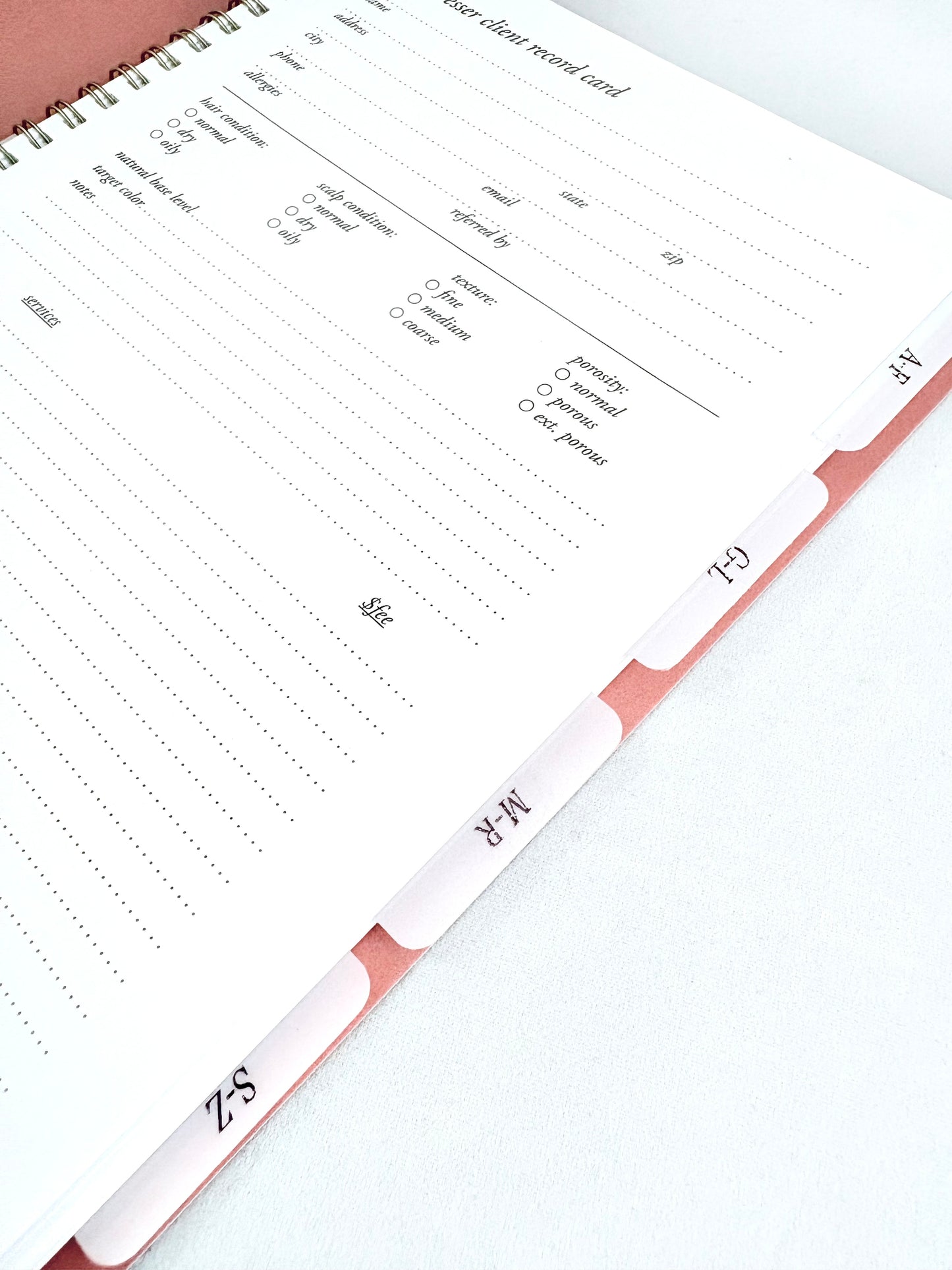 Hairdresser Client Profile Notebook