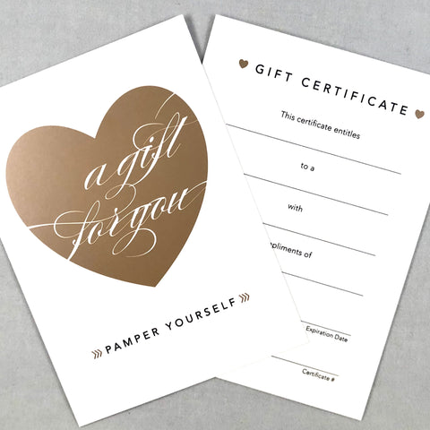 Salon gift certificate with heart design