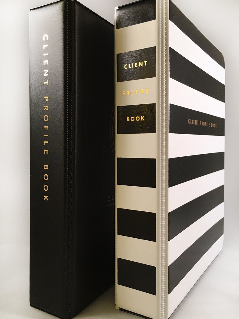 Sideview of two client profile books