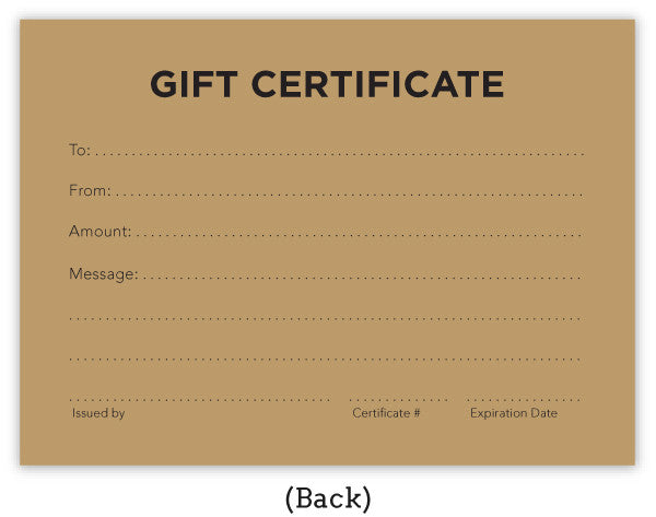 Kraft gift certificate - BACK