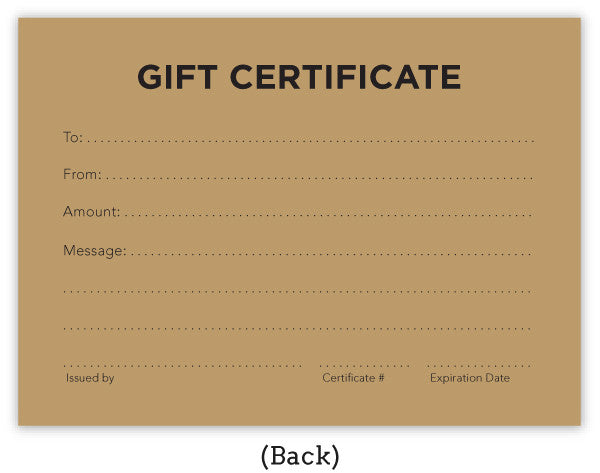 Kraft gift certificate - BACK