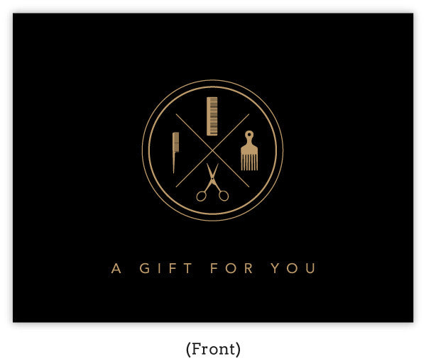 Black and gold salon gift certificate - FRONT