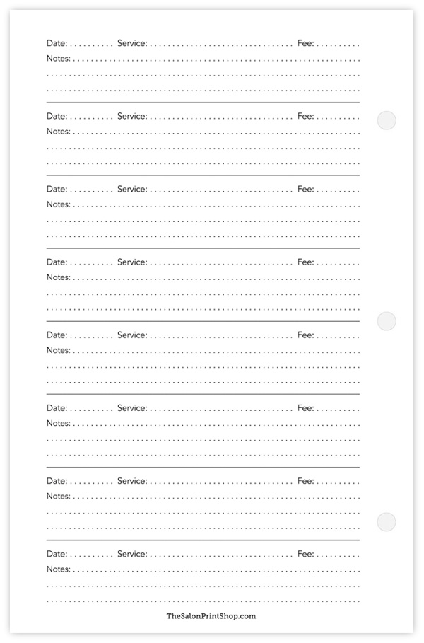 Make-Up Client Profile Cards - back