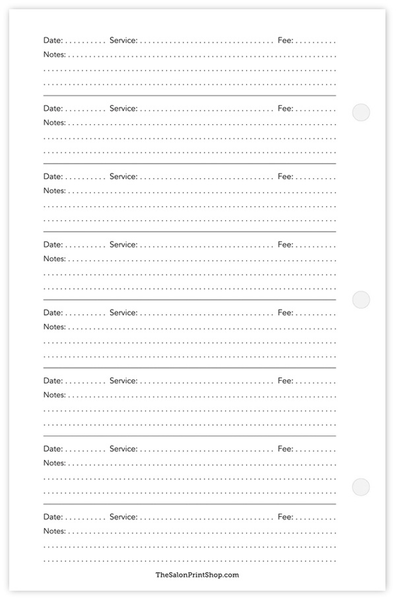 Make-Up Client Profile Cards - back